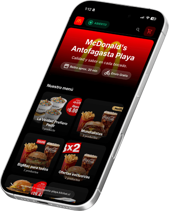 Menú Kitchat — ejemplo real El Padrino Pizza